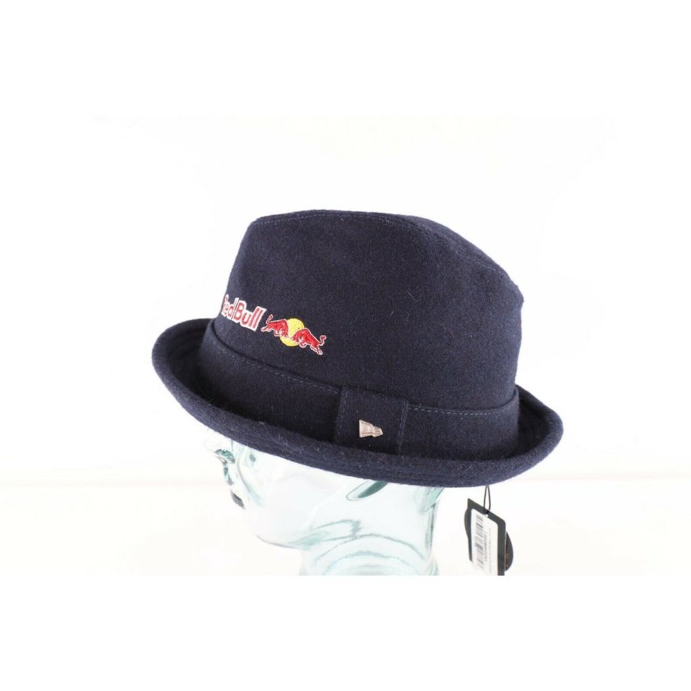 New New Era EK Collection 2015 Red Bull Spell Out Wool Fedora Bowler Hat Navy M - Picture 4 of 9